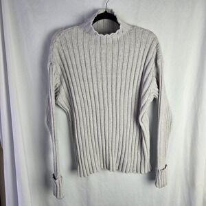 Heart N Crush Chunky Ribbed Knit Sweater Womens XL Gray‎ Cowl Neck Y2K Academia